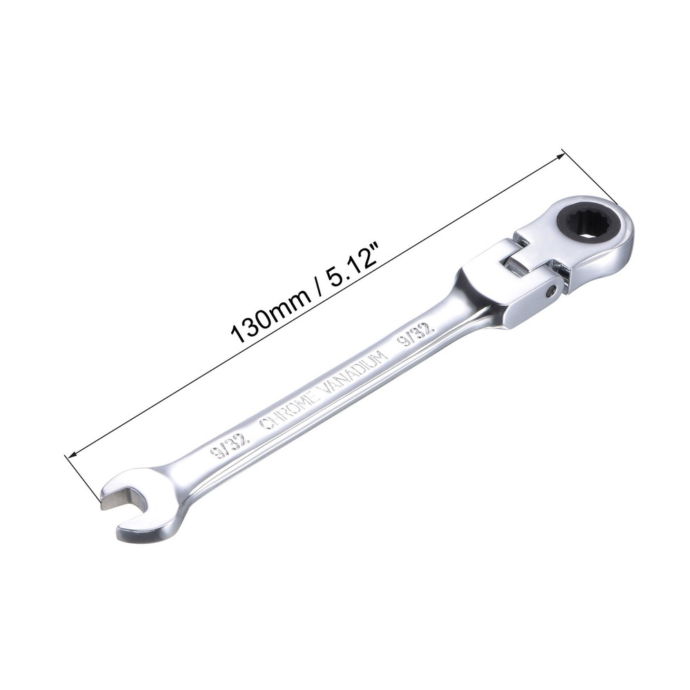 9/32" Flex-Head Ratcheting Combination Wrench SAE 72 Teeth 12 Points Box Ended