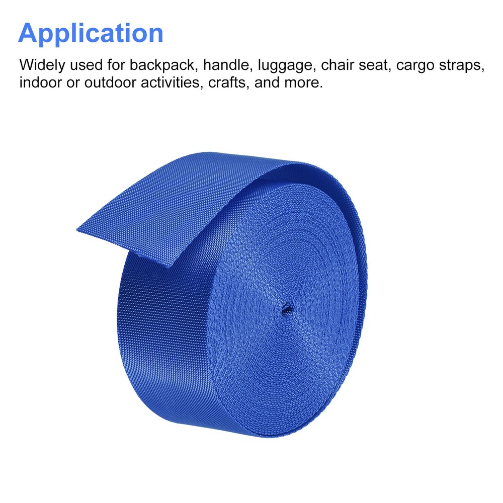 Flat Nylon Webbing Strap 1.5 Inch 10 Yards Blue for Backpack Luggage-rack