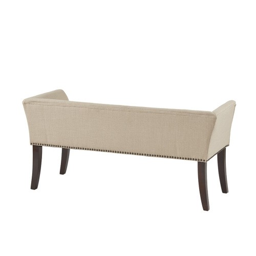KA Accent Bench Tan Color Fabric,Features a low back and flared arms
