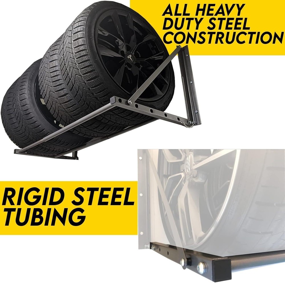 Adjustable Wall Mount Folding Tire Storage Adjust From Wide 300 lbs Capacity