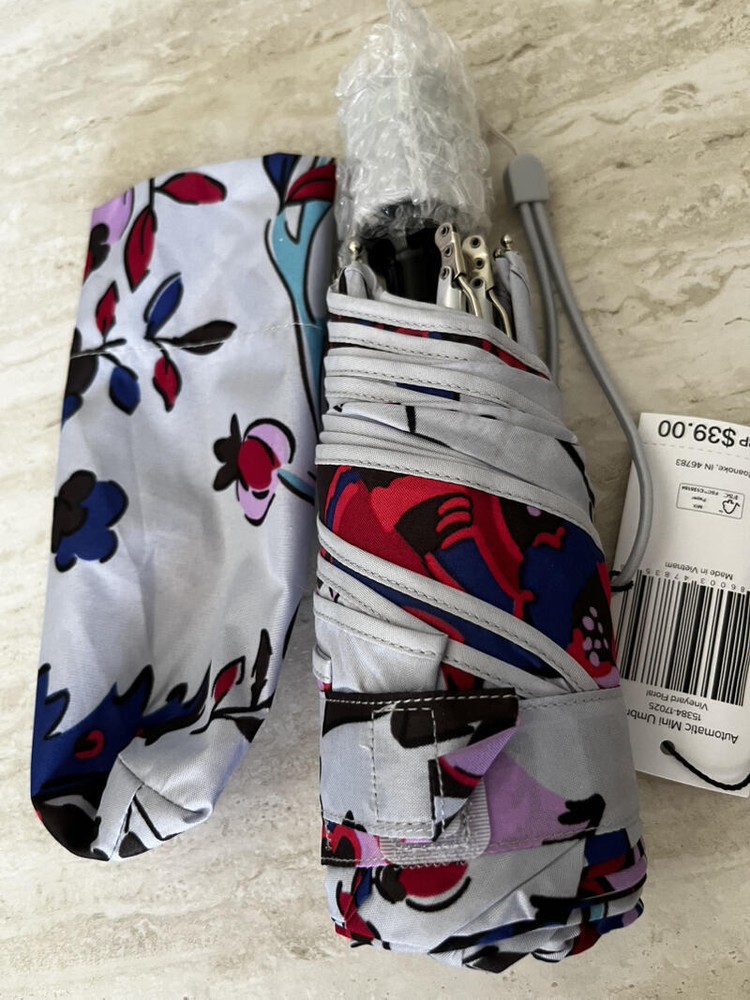 Vera Bradley Automatic Mini Umbrella Vineyard Floral NEW