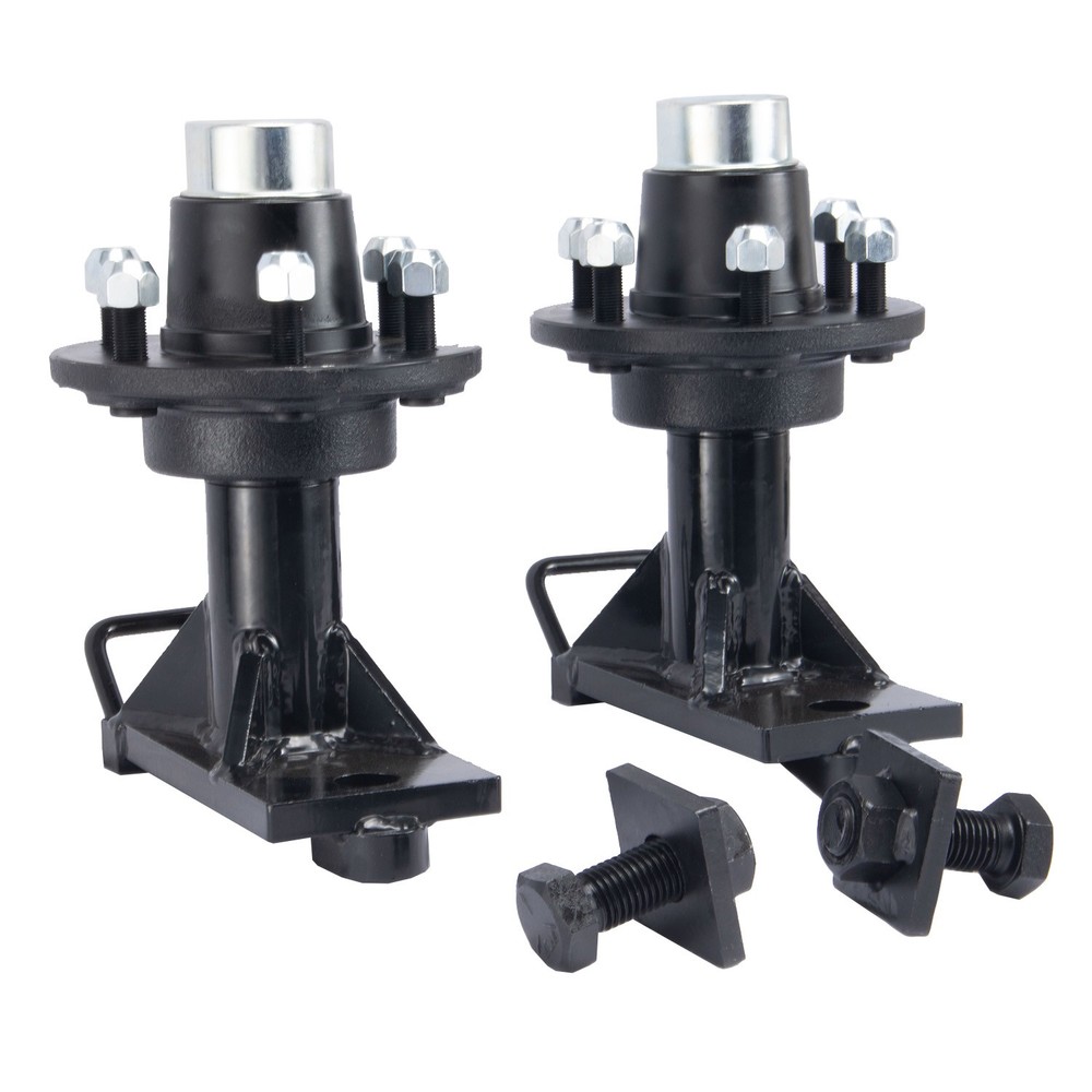 2pc Shipping Container Wheels 6x5.5 Lug Bolt-On Spindle Kit w/ Handle