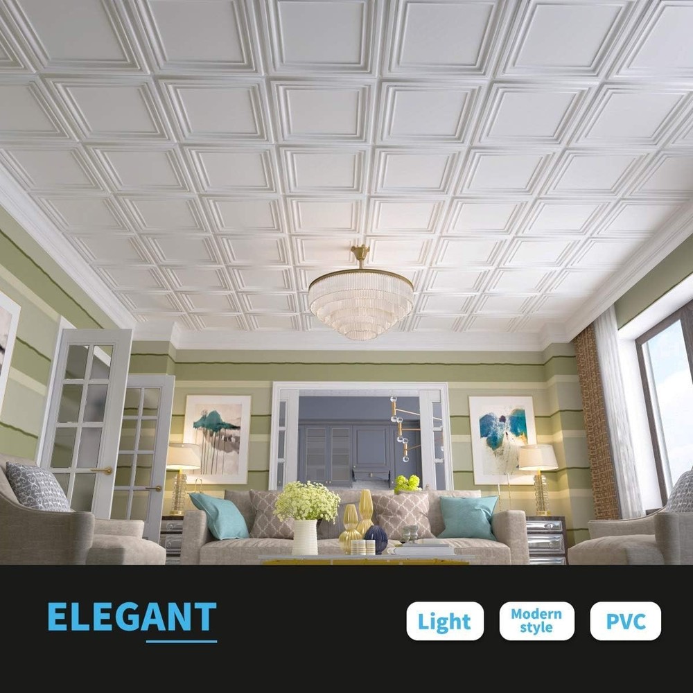 Eco-Friendly White PVC Ceiling Panels 12-Pack