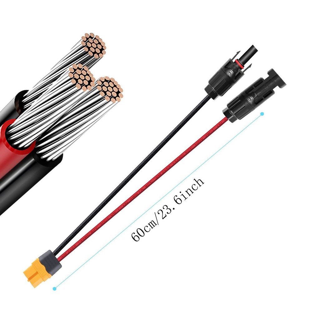 Charging Cable Connection Cable 12AWG Female Solar Panel Low Resistance