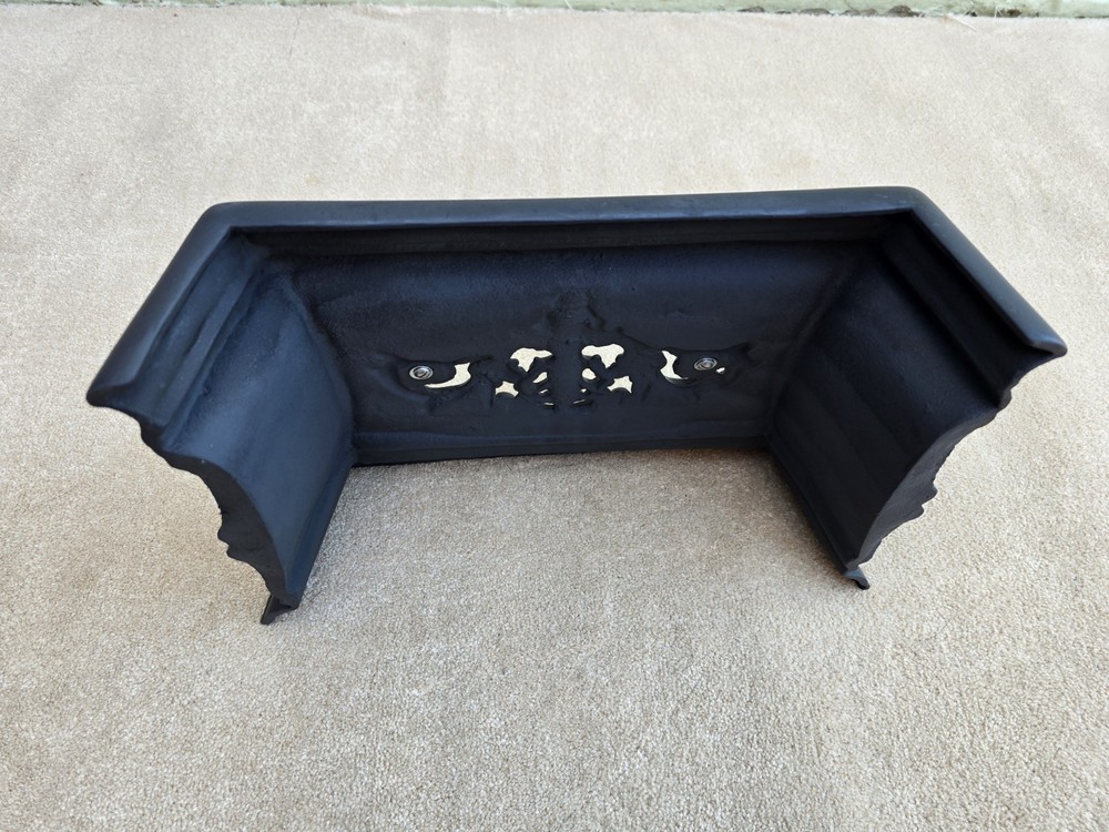 Black Cast Decorative Fire Front With Brass Handles Original Condition