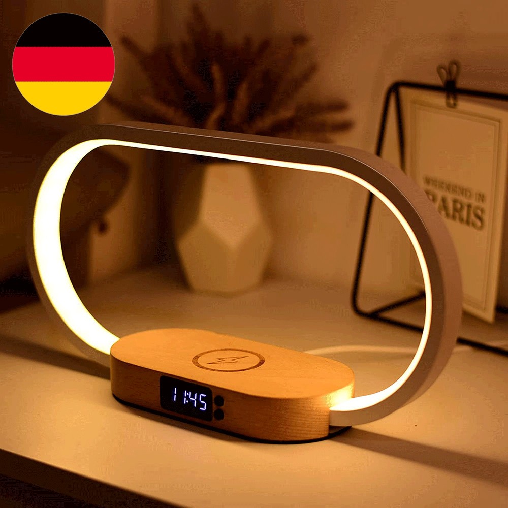 Rechargeable Bedside Lamp with Clock Touch Dimmable, 3 Color Temperatures