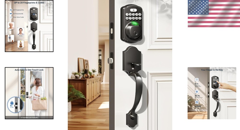Keyless Entry Lever Handle Lock, Matte Black Deadbolt System