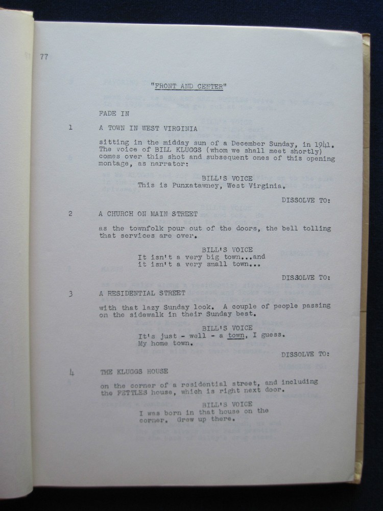 WHEN WILLIE COMES MARCHING HOME Original Script - JOHN FORD Directed Film