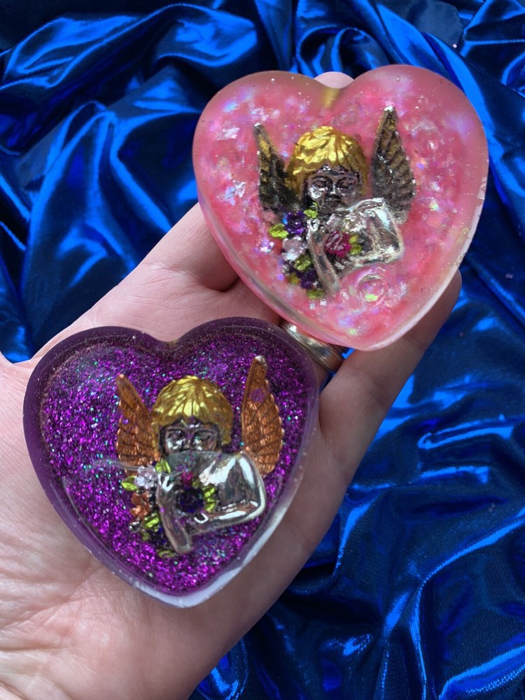 Handmade Heart Magnets. Angel/Cherub.