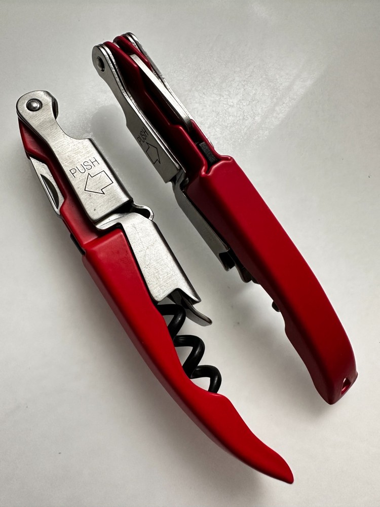 (2) CORKAS Red 2-Step Waiters Corkscrews Wine Key Openers