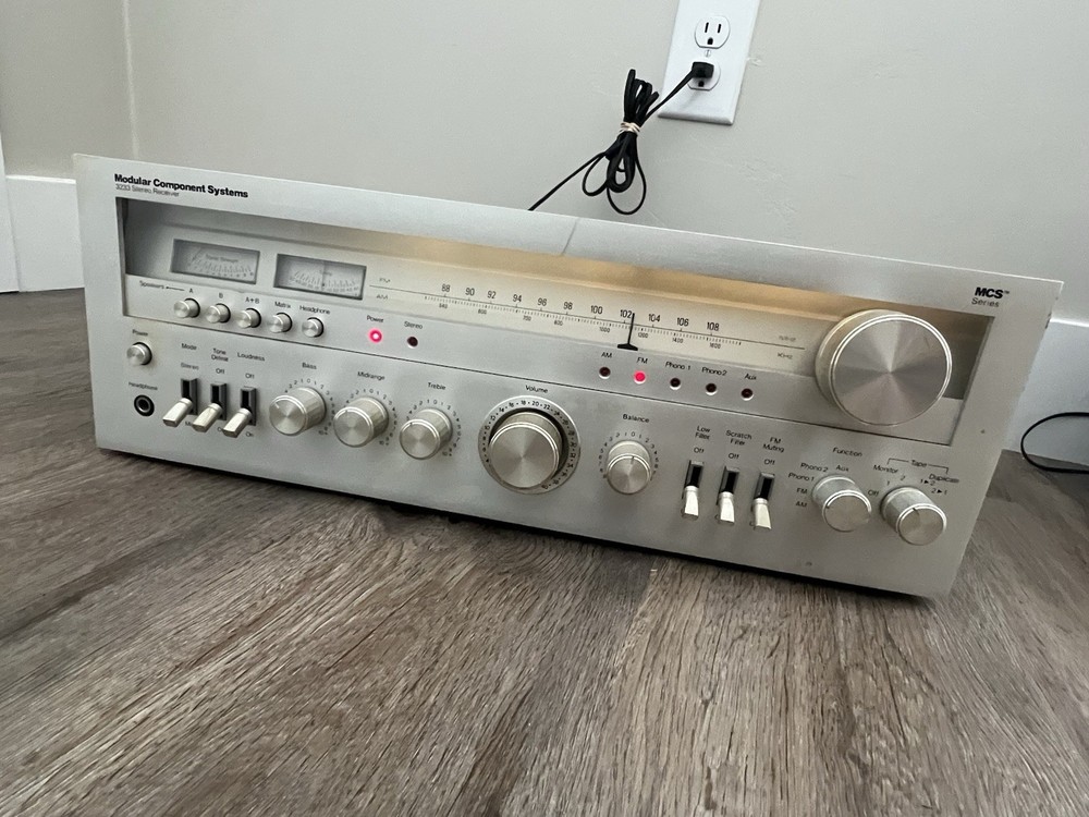 Modular Component Systems MCS 3233 Vintage Stereo Receiver Silver Face – Working