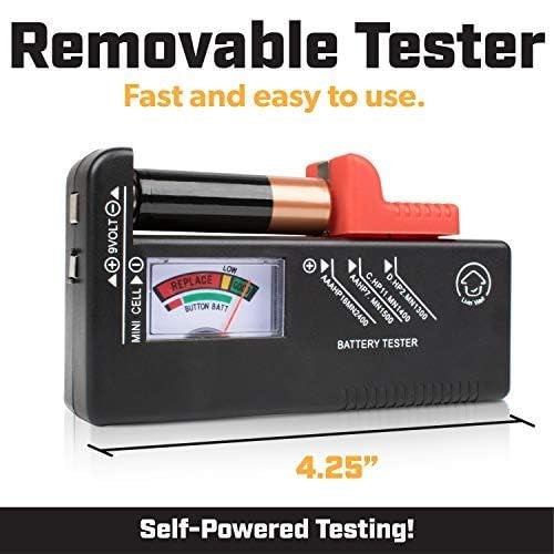 Battery Tester Checker (1 Pack w/Organizer) black