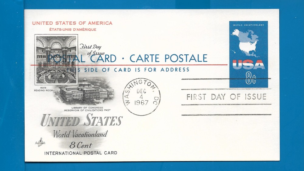 Scott UX54 USA MAP Dec 4, 1967 Artcraft FDC BOXB