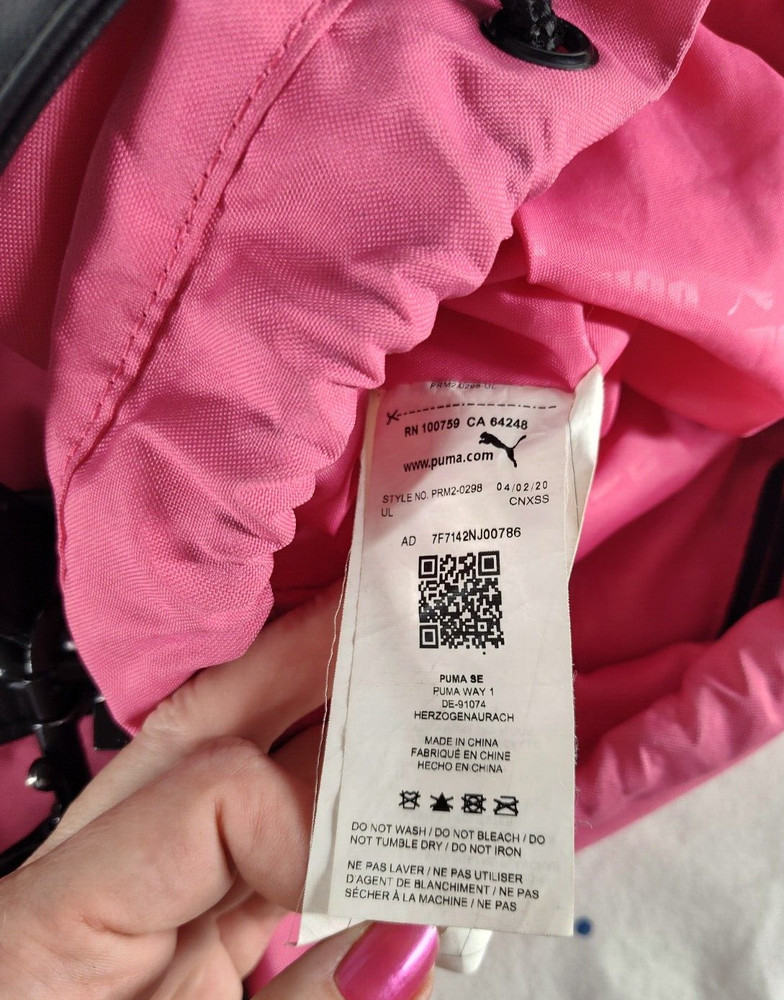 Puma Sport Athletic Round Drawstring Bag Backpack Pink/Black