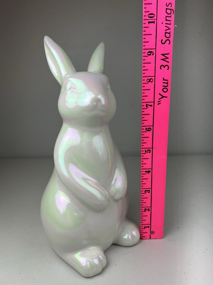 Iridescent Bunny Rabbit Figure Easter Decor 9.5"