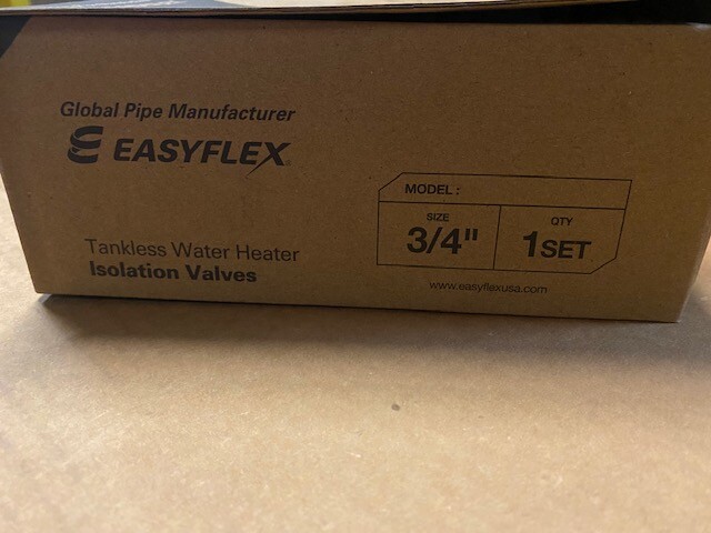 EasyFlex 3/4" Tankless Water Heater Isolation Valves Kit With Relief Valve (NEW)