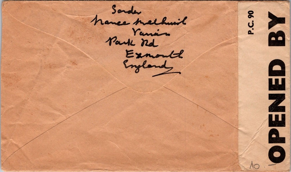 England 1941 - Censor Cover - Flag Cancel - Exmouth Devon - J1752