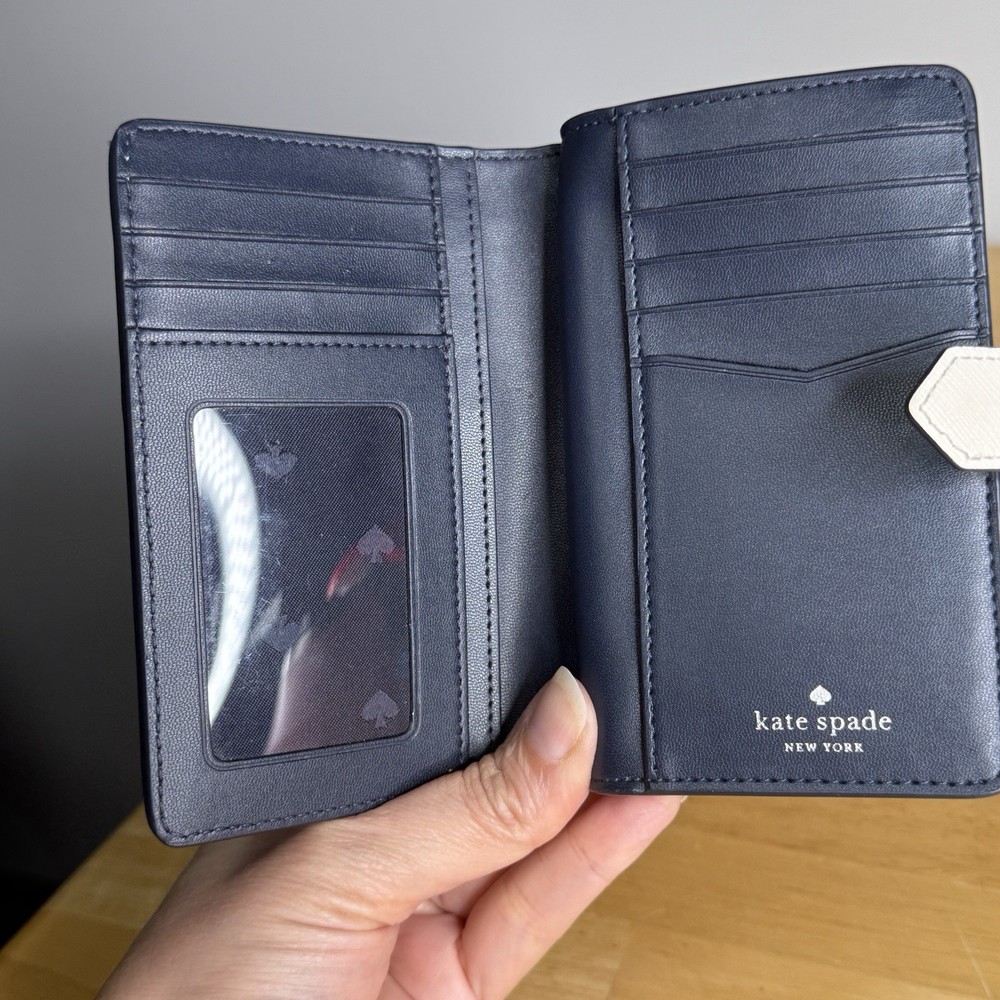 KATE SPADE Medium Bifold Wallet Colorblock Blue White Navy EUC Read
