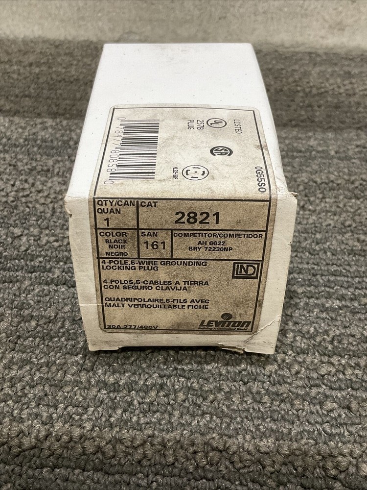 LEVITON 2821 4-POLE 5-WIRE GOUNDING LOCKING PLUG 444