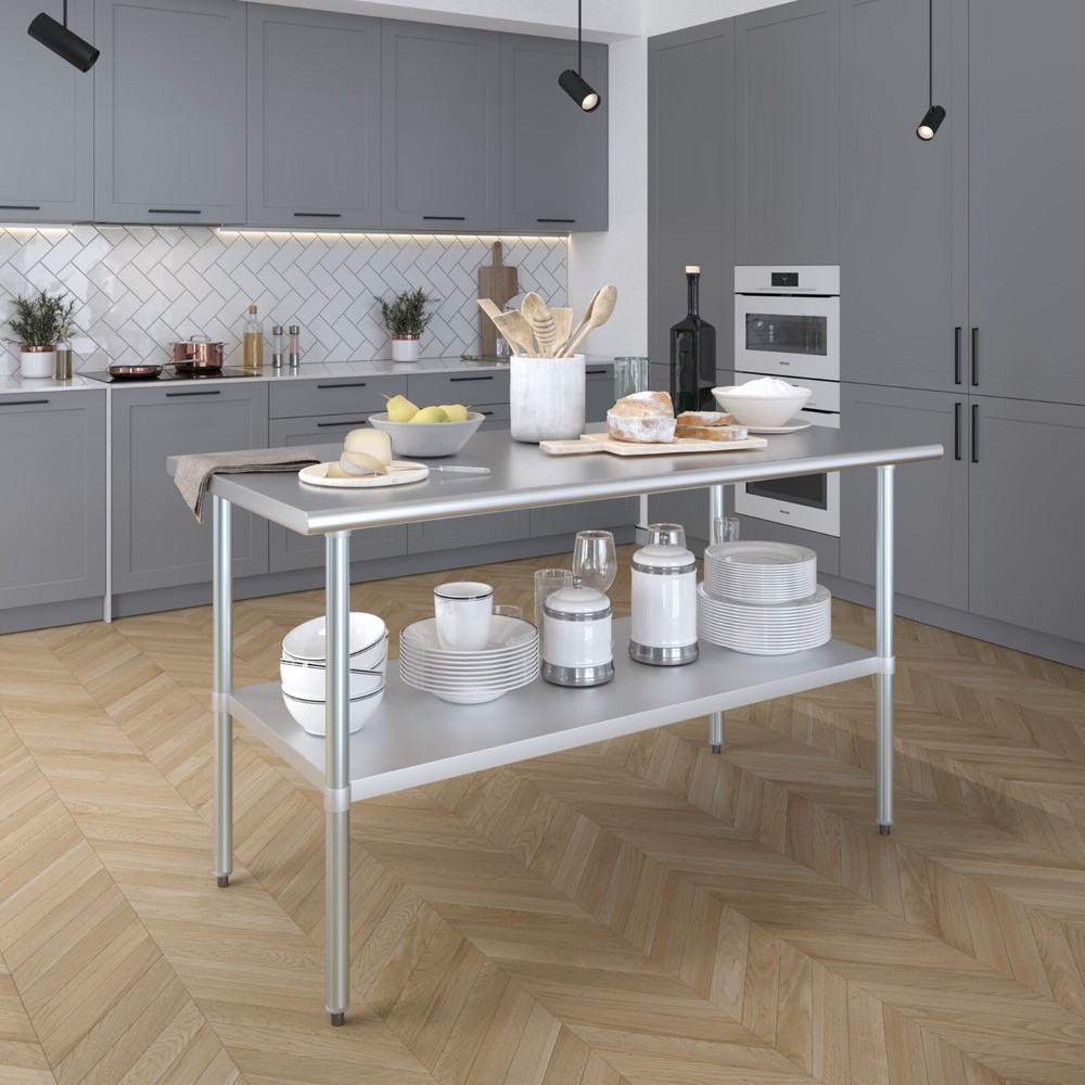 30" X 60" Stainless Steel Work Table With Galvanized Undershelf