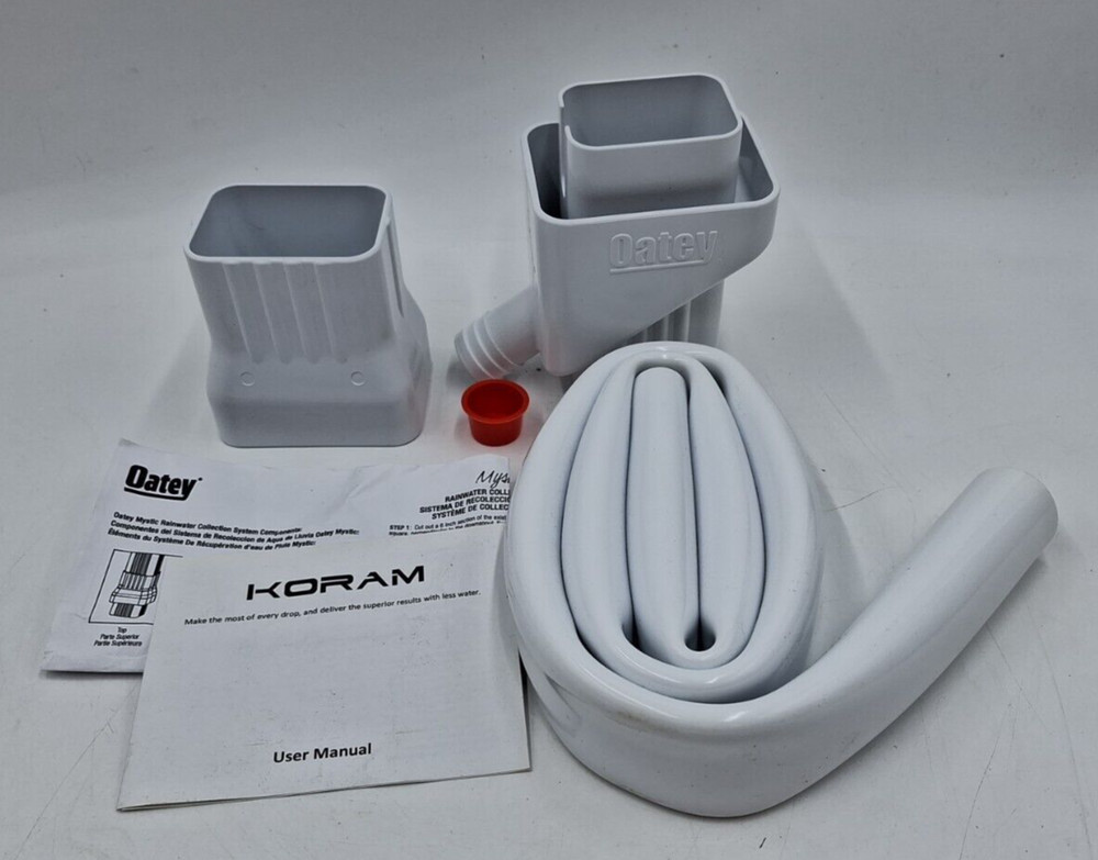 White Rain Water Collection System Plastic Gutter Drain Downspout Diverter Hose