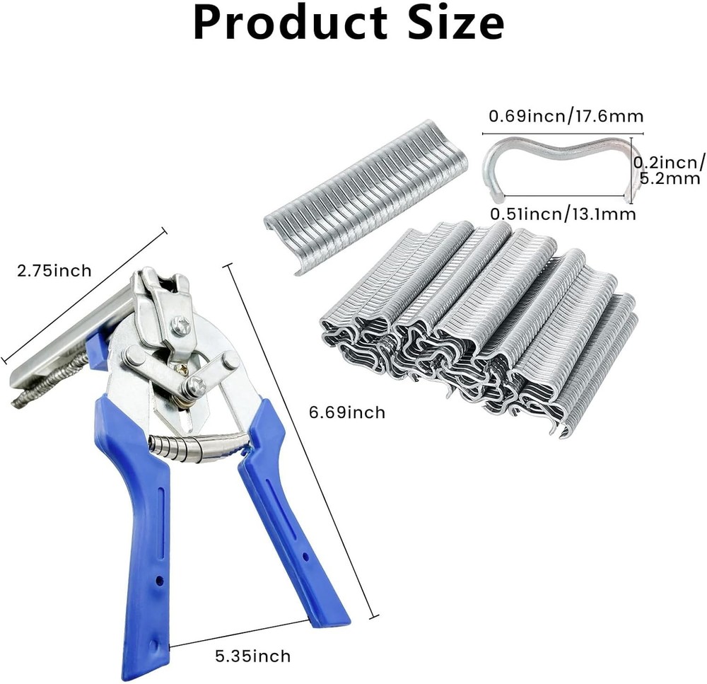 Type M Hog Nail Ring Pliers Kit with 3000Pcs M Clips, Hand Tools Clamp Wire Cage