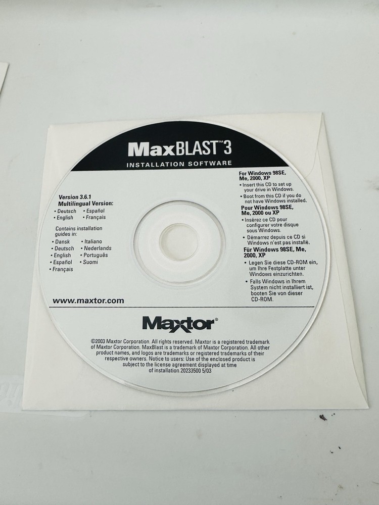 Max Blast 3 Installation Software CD ROM Disc Version 3.6.1 Vintage 2003