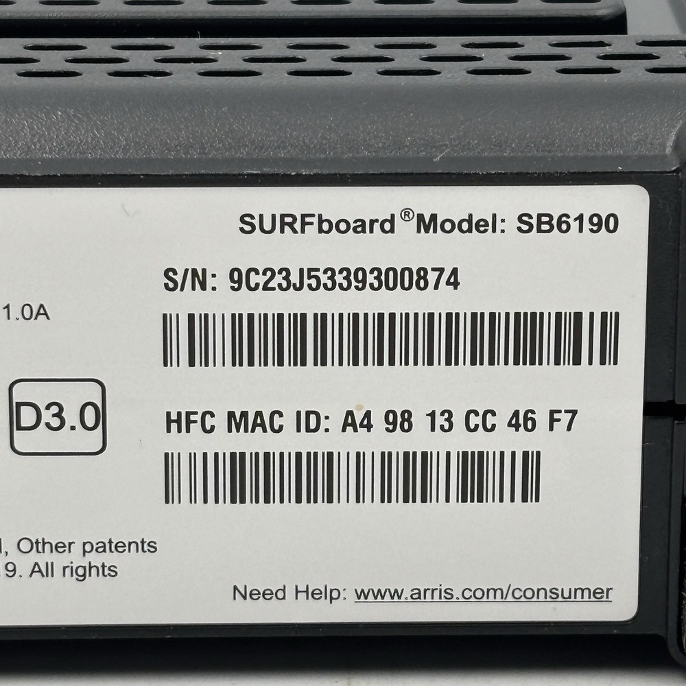ARRIS SURFboard SB6190 DOCSIS 3.0 Gigabit Cable Modem