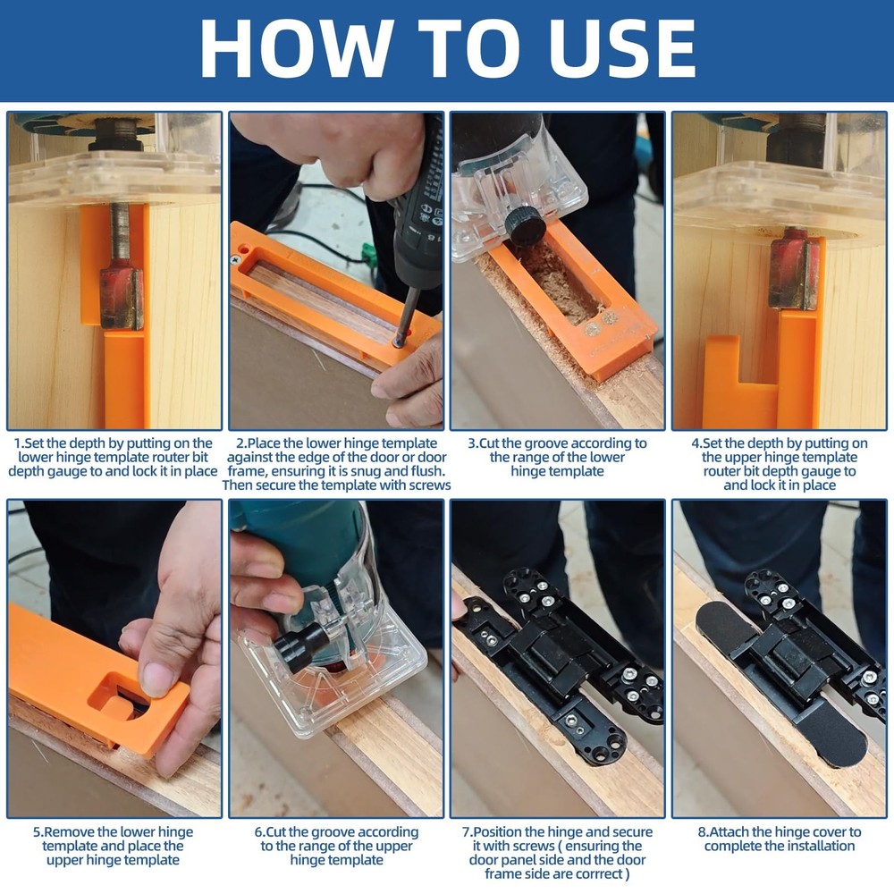 Hinge Template Invisible Hinge Router Guide Template for Door Hinge Installat...