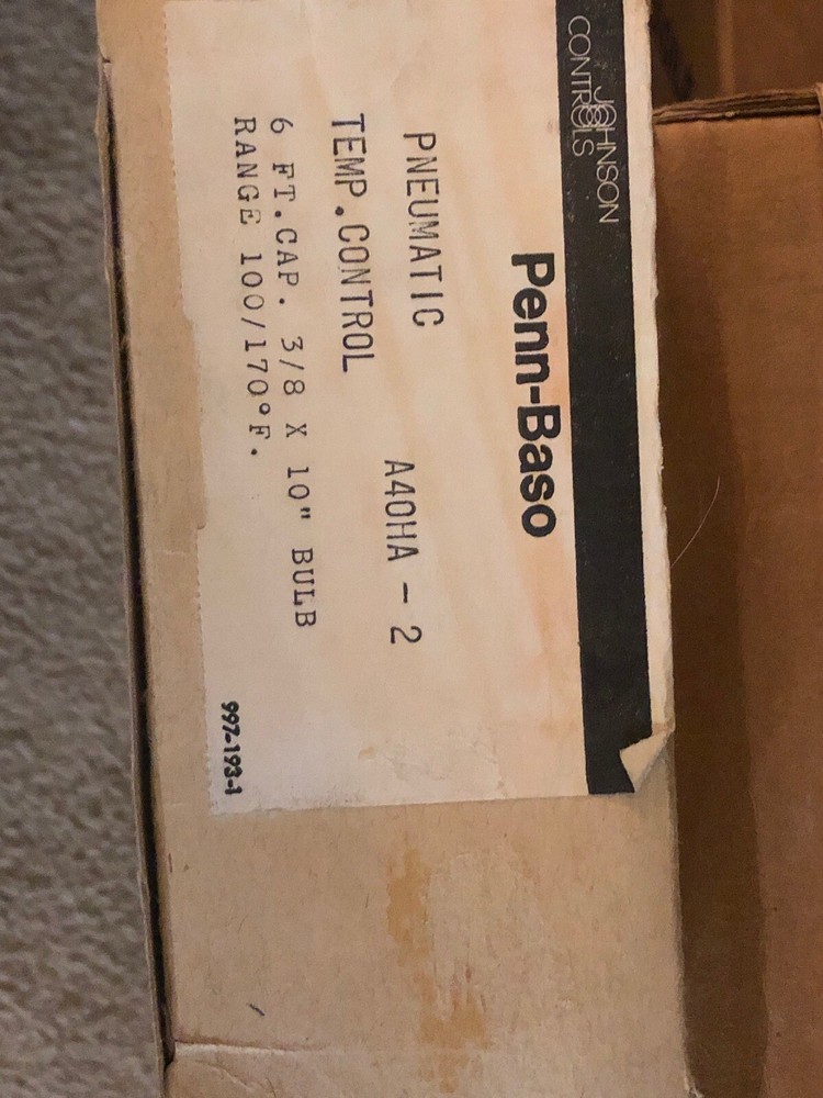 Johnson Controls Pneumatic Temperature Control Cat# A40HA-2