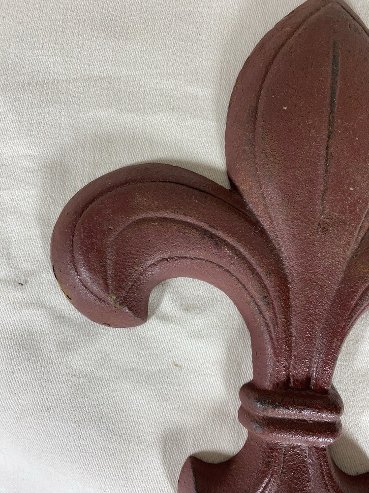 Cast Iron Fleur De Lis Red No Hooks Wall Hanging
