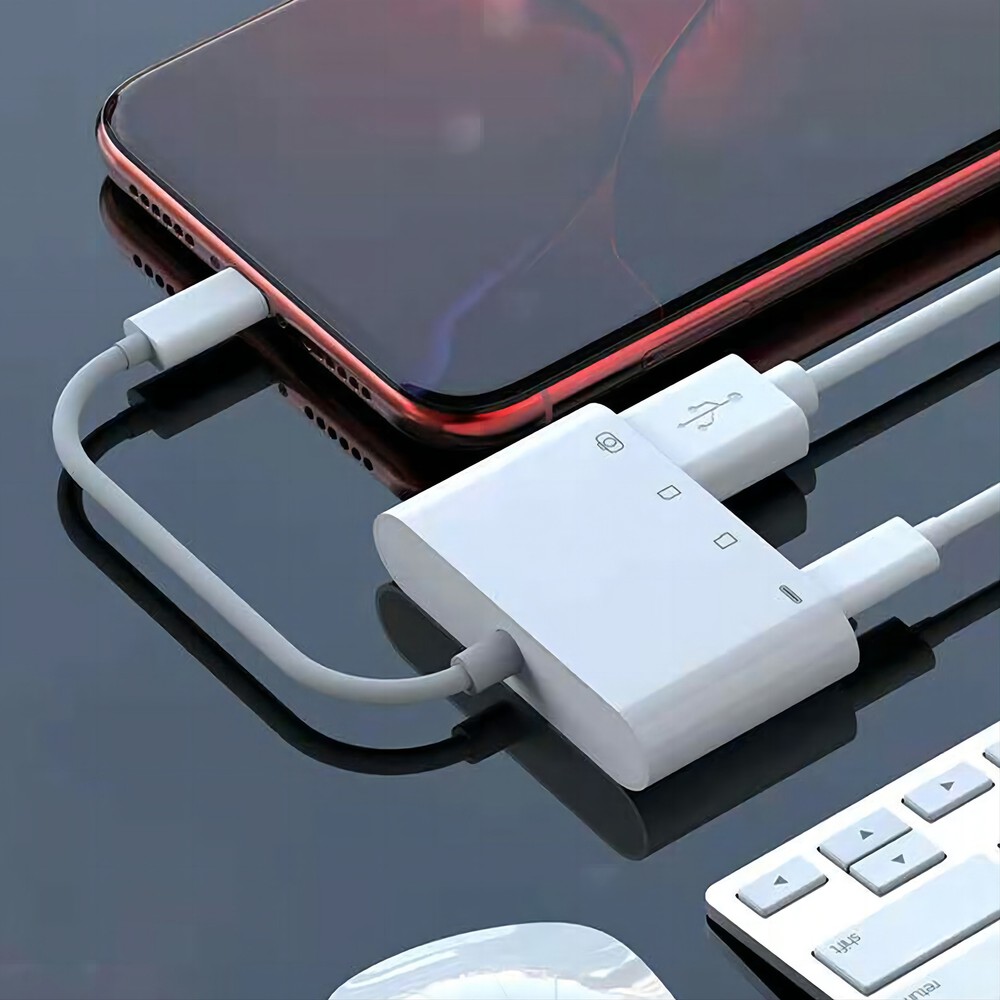 For iPhone iPod iPad IOS 12 Portable 4 in 1 USB SD TF Card Reader Camera Adapter