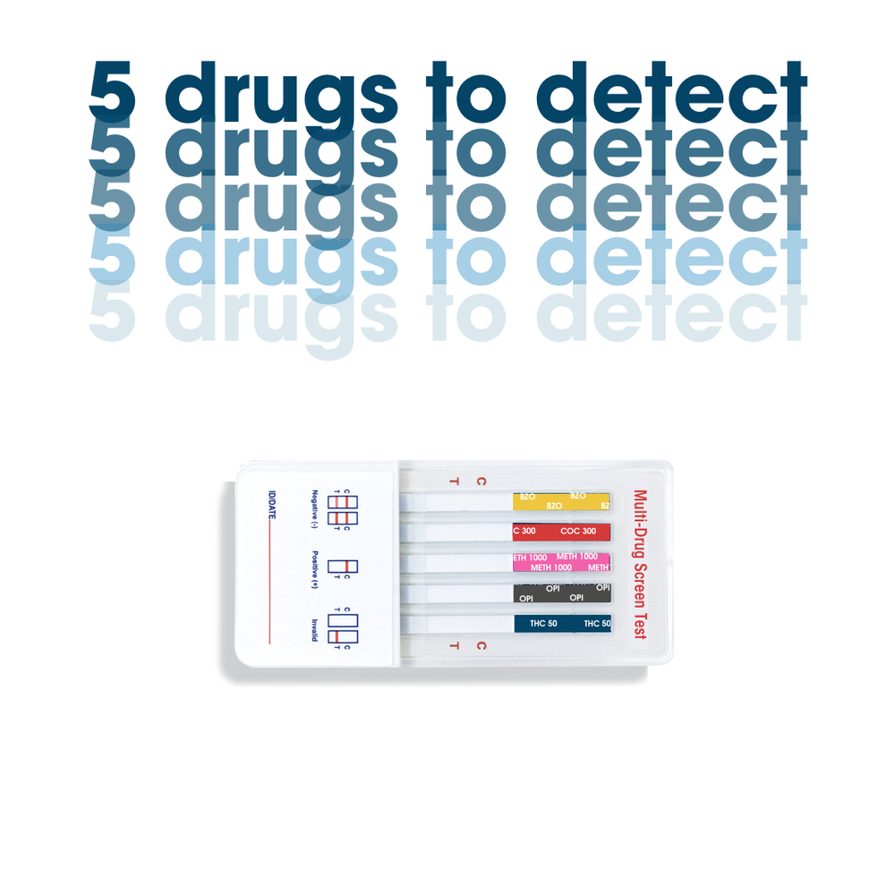 5 Panel (5 Tests!) Multi-Drug Screen Testing Kit THC/COC/Meth/OPI/BZO