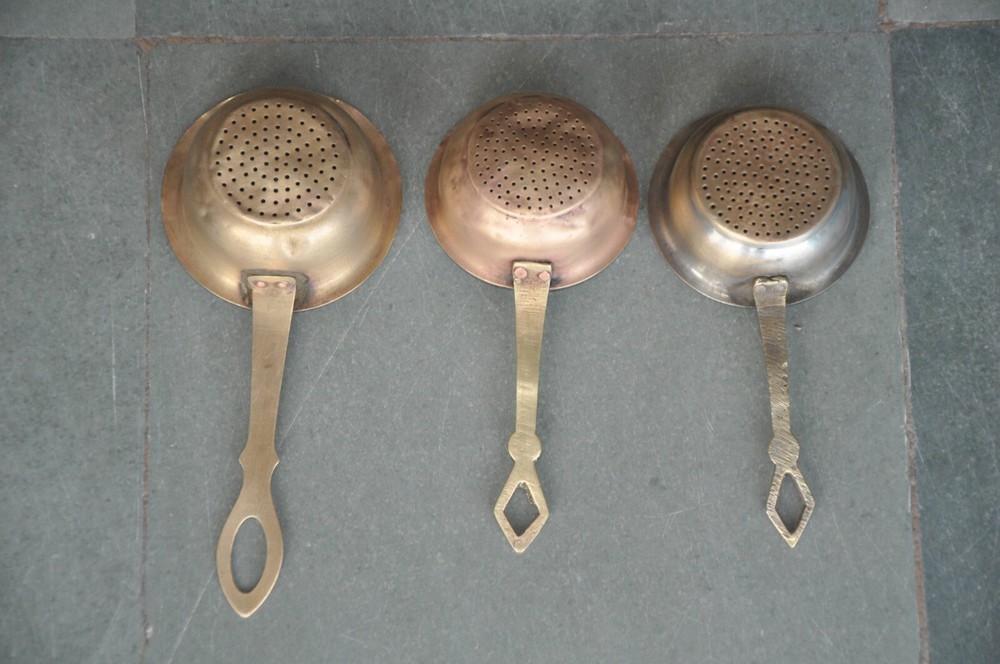 3 Pc Vintage Brass Handcrafted Fine Quality Tea Strainers