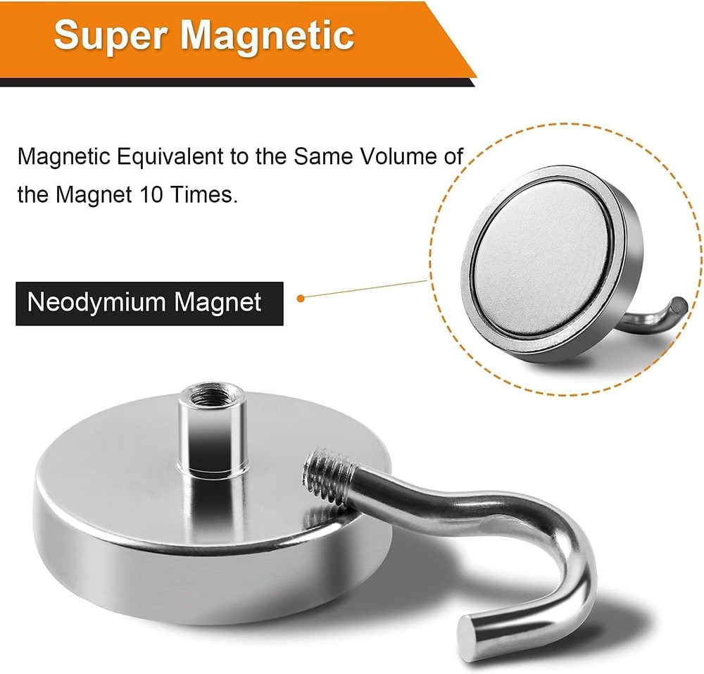 Heavy-Duty 120 lb Magnetic Hooks, 6-Pack Neodymium - Rust Resistant & Versatile
