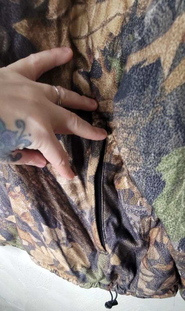 MOSSY OAK Camo Zip Jacket Size XL Adult pull over 1/4 zip Pull String Bottom
