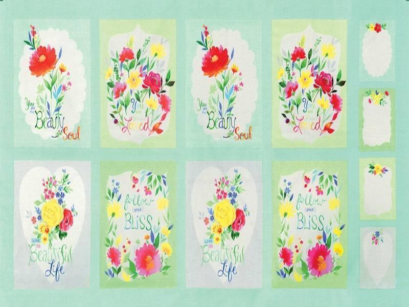 Moda Panel   24" x 42" ~ Fleurologie   ~ Stephanie Ryan~   Whisper # 7190 14