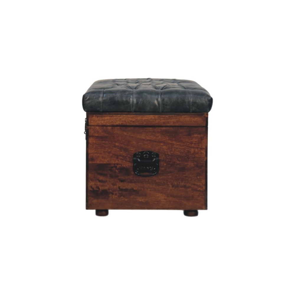 Black Buffalo Leather Storage Trunk