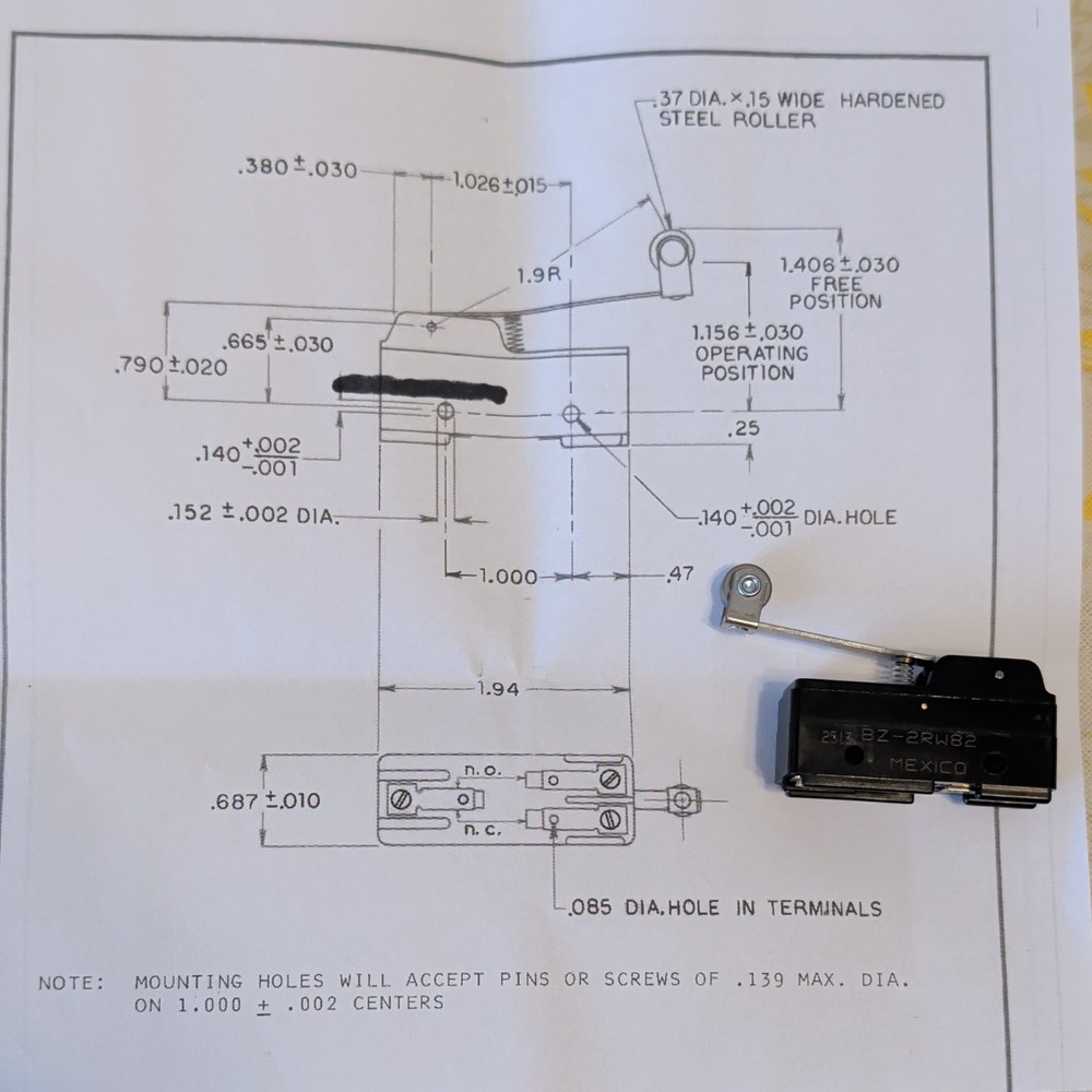 BZ-2RW82 Basic Switch Roller switch Micro switch SPDT 15A BZ Series BOX OF 10