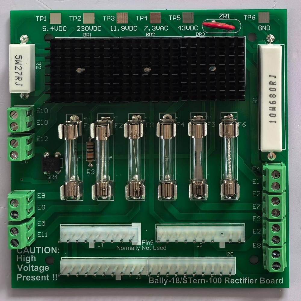 Rectifier Board for Early Bally/Stern Pinball Machine Games - Solderless
