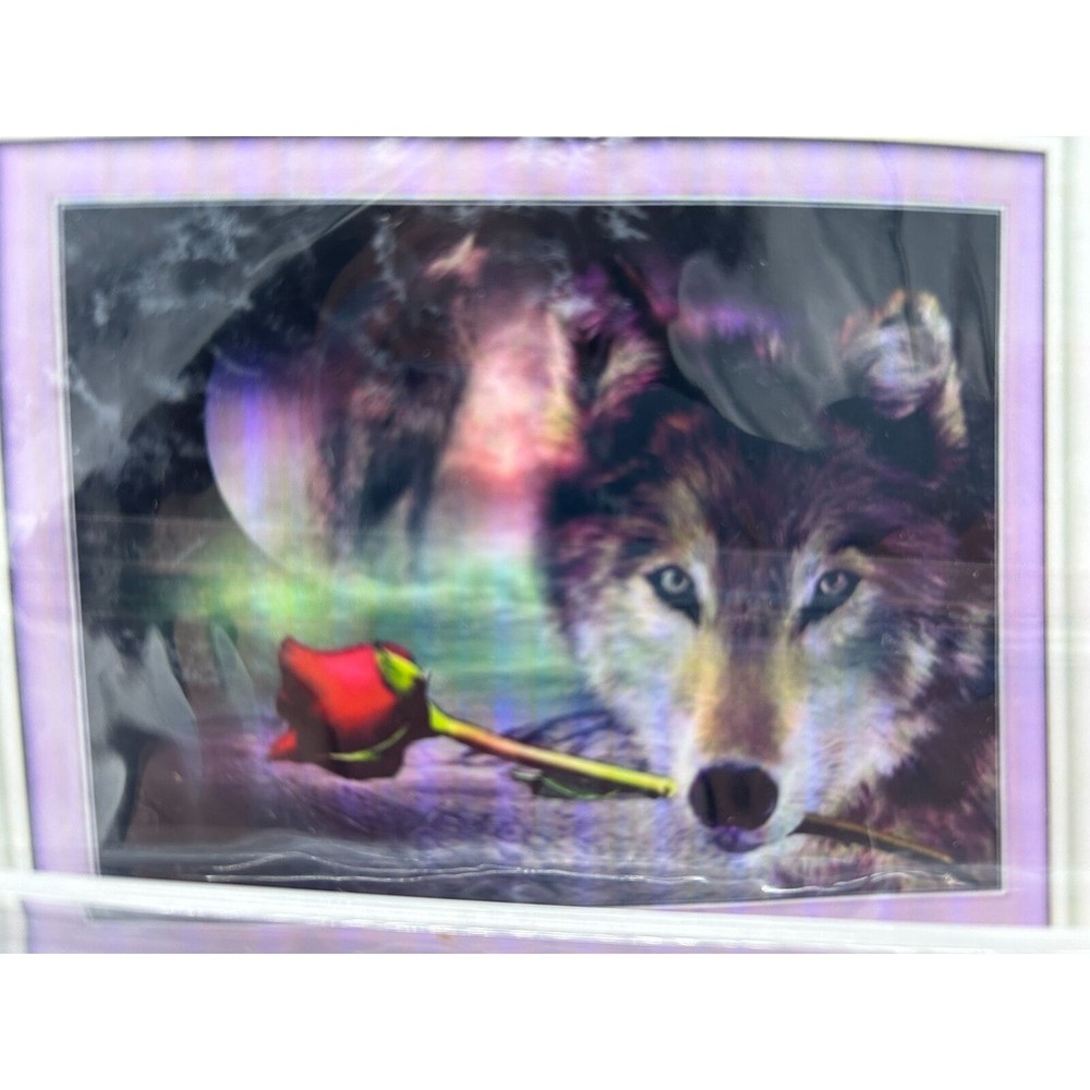 Cross Stitch DIY Kit - Wolf with Rose Pattern - 14.1×18.1