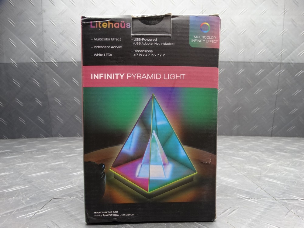 7.7 in. Iridescent Acrylic Indoor Infinity Table Light Pyramid