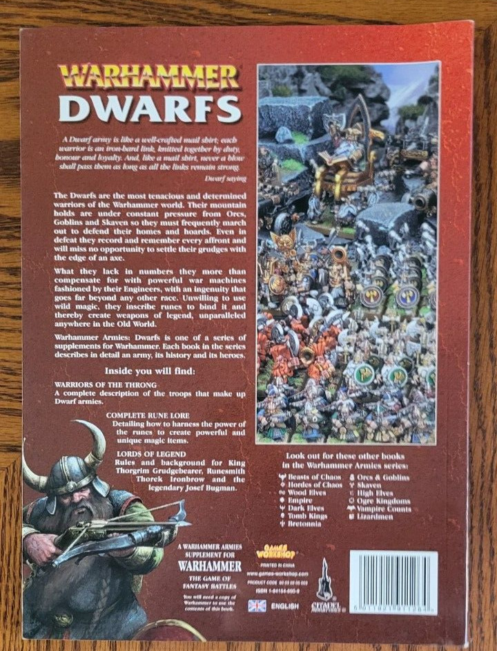 Games Workshop Warhammer Dwarfs Armies Rulebook Supplement Codex Rpg Book 2005
