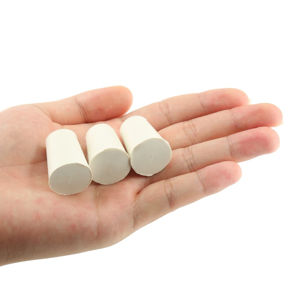 10 Pack 1# Solid Rubber Stoppers White Tapered Lab Plugs 19x14mm