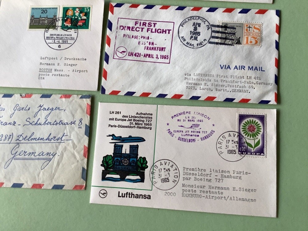 Airmail flight cover mixed world 9 items Ref A1465