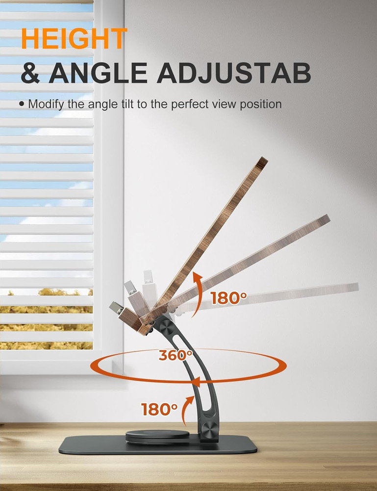 Book Stand for Reading, Adjustable Book Holder with 360°