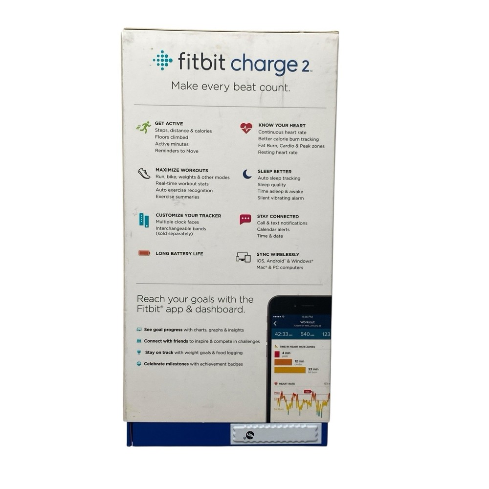 Fitbit Charge 2 Wristband Activity Tracker, Large - Blue