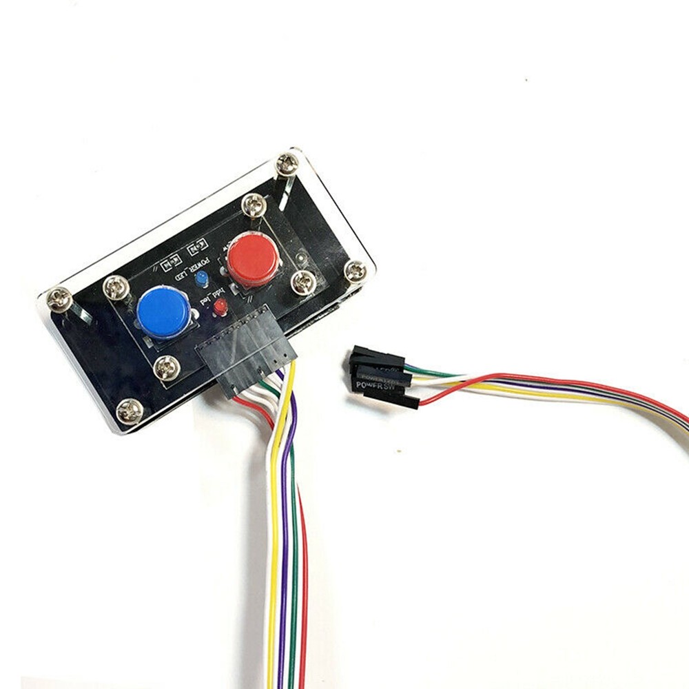 PC Case Power Desktop Computer Supply OFF/ON Reset Button Switch with LED Lights
