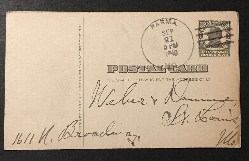 US Scott #UX20 Post Card  Used Dated Sept 21, 1910