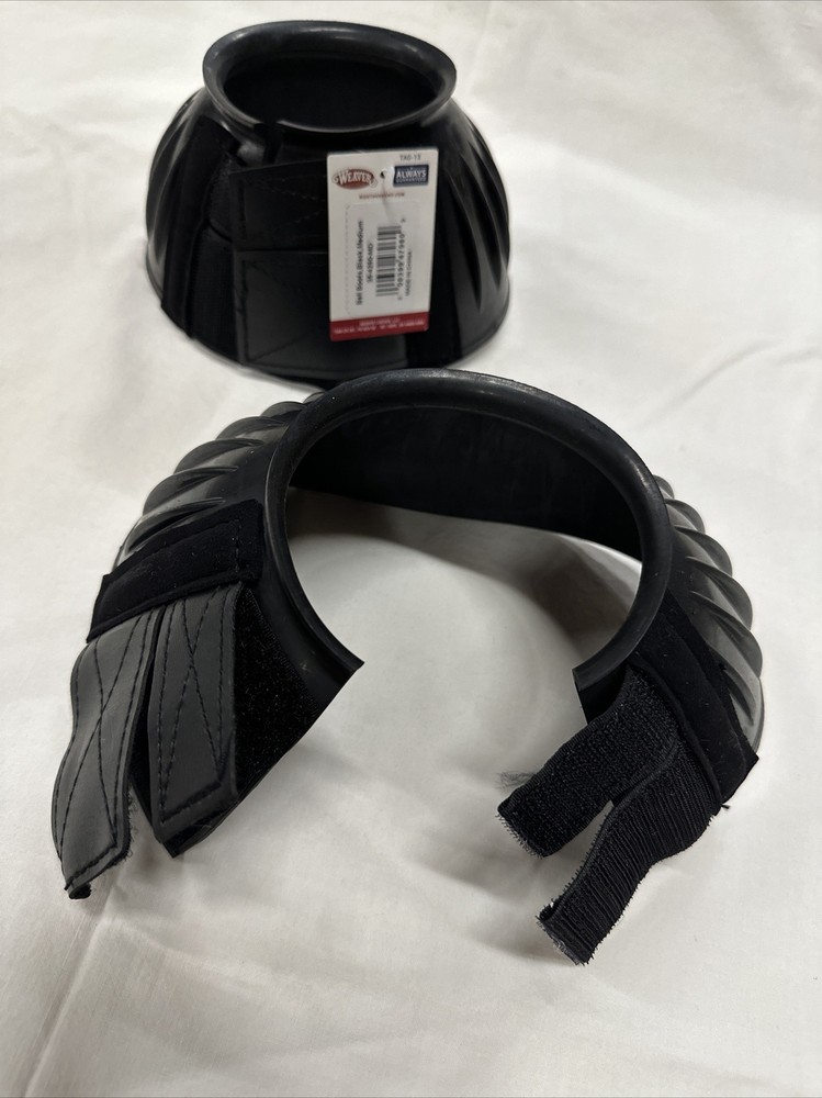 Weaver Leather Rubber Black Double Hook & Loop MEDIUM HORSE BELL BOOTS 35-4250